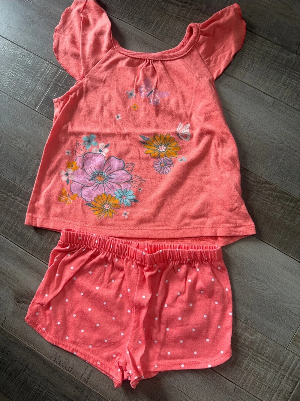 Carter's Coral & Multi Floral Girls Pajama Sets - Watermelon & Floral Prints